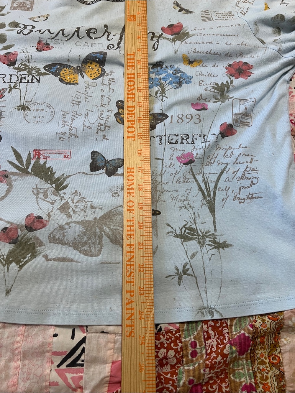 Butterfly Garden Light Blue Y2K Long-Sleeve Top XXL - Picture 6 of 6